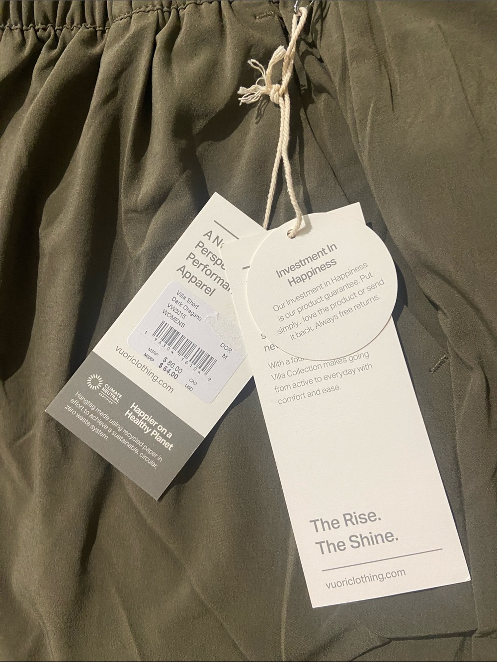 Vuori Villa Shorts Oregano green color SZ M - Picture 5 of 7